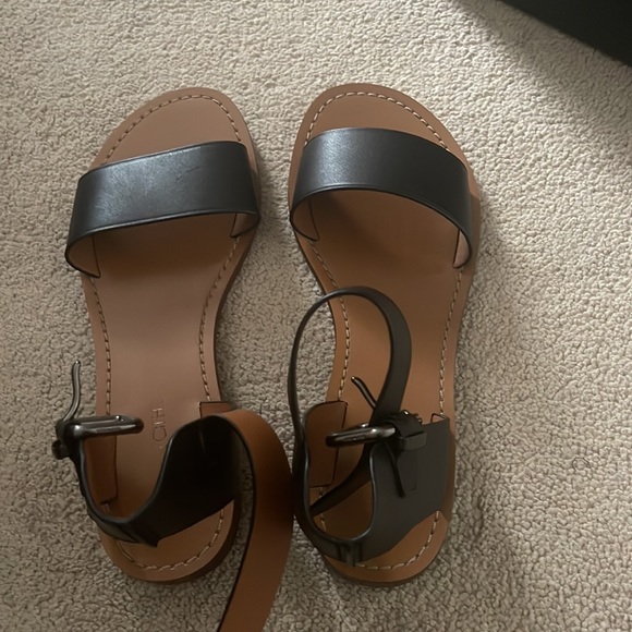 Womens Coach ankle strap black leather sandals size 8( brand new) - Picture 2 of 4
